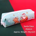 Blue Christmas pencil case with Santa and reindeer patterns, 20x6cm stationery gift - Christmas Pencil Case - Santa