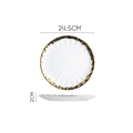 White ceramic dinner plate with gold rim 24.5cm diameter for luxury dining use - 10-inch Silk Rim Chrysanthemum Plate