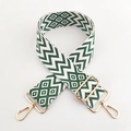 Detail of adjustable green wave woven shoulder strap with gold metal swivel hooks - Green