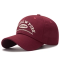 Klassische weinrote Baseballkappe mit vintage 3D-besticktem New York Schriftzug - Burgunderrot