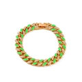 Bracciale cubano placcato oro con smalto verde neon e pavé di cristalli scintillanti - Oro KC Verde