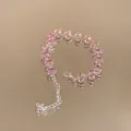 Delicate pink oval zircon bracelet with silver chain and adjustable lobster clasp - Style 4 (Silver-Pink)