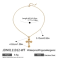 Collier avec pendentif croix en acier inoxydable doré et pierres en zircon - Pendentif 4.02cm/Chaîne 45+5cm / Or (JDN0111012-WT)
