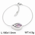 Silver chain bracelet with pink teardrop crystal pendant and lobster clasp, 180mm length - Silver Bracelet