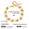 Bracelet à maillons en acier inoxydable doré étanche avec nœuds et chaîne de réglage - Style à Maillons Détail Nœud (JDB0309001)