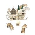 Calendario de Adviento de Navidad de madera en forma de trineo con 24 cajones decor - Color madera natural