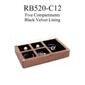 Black walnut jewelry box with 5 slots and black velvet lining for rings and pearls - 5 Slots Black Velvet (RB520-C12)