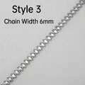 Detail showing 6mm silver stainless steel chain link for DIY jewelry making - Style 3# Chain (6mm Width/Meter)