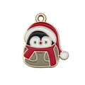 Ciondolo a forma di pinguino con cappello di Natale e smalto per gioielli fai-da-te - Pinguino di Natale (14174) / 1 Pezzo (17x21mm) / Grigio