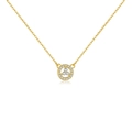Elegant s925 silver gold-plated necklace with circular zircon pendant on white background - 18K Gold (Necklace - White Stone)