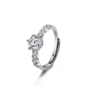 Men's vintage dark style ring set featuring S925 sterling silver with a round gemstone - S925 Adjustable Classic Four-prong Solitaire Ring