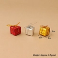 Miniature Christmas gift box ornaments with holographic finish in red silver and gold - Gift Set of 3