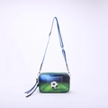 Blue football field print crossbody camera bag with adjustable strap and decorative tassel - Green Football