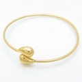 Bracciale rigido aperto in acciaio inossidabile dorato con design a doppia goccia - Bangle / Bracciale Double Bean Oro