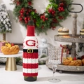 Christmas Knitted Wine Bottle Cover Red and White Stripe Santa Bottle Dress Decorations - Knitted Letter G Wine Bottle Cover