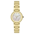 Montre femme en acier doré avec cadran en nacre et index en cristaux brillants - Cadran Blanc Or