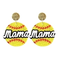 Glitzernde gelbe Softball Mama Ohrringe mit Baseball-Nähten als Geschenk zum Muttertag - Baseball-Ohrstecker - Gelbglitzer