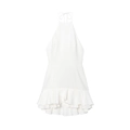 White halter neck mini dress featuring multi-layered ruffle hem with minimalist design - XS / White