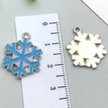 Blaue Emaille-Schneeflocken-Anhänger aus Legierung für DIY-Ohrringe und Armbänder - Blaue sechseckige Schneeflocke 16x21mm
