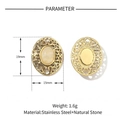 Detaillierte Parameteransicht des Edelstahl-Steinanhängers mit Maßen 19mm mal 15mm - VG629 (Beige Oval)