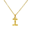 Golden 18k plated bamboo texture letter I pendant on delicate O-chain necklace - Letter I(I)