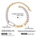 Dettaglio del bracciale a catena spessa bicolore oro e argento con etichette dimensionali - Stile Bicolore Oro Argento Sottile (JDB0303001-PS)