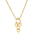 Minimalist gold heart necklace featuring five tiered hollow charms in a vertical drop - KC Gold Five Hearts (7251)