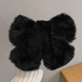 Plüschige übergroße schwarze Schleife Haarklammer mit weicher Textur für Damen und Mädchen - Schwarz