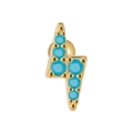 Macro detail of lightning bolt stud earring with light blue zircon in gold finish - Gold Lightning With Blue Zirconia (#4)