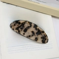 Tortoise shell acetate hair barrette with vintage leopard pattern on book pages - Beige Leopard