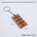 Brown chocolate block keychain pendant with metal ring, size 5.3x2.8cm, weight 12.8g - With Keychain / Milk Coffee