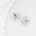 Light blue resin bow charm with silver heart detail for DIY jewelry making - 10# Bowknot-Blue
