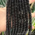 Polished black gemstone abacus beads for DIY jewelry making and bracelets - 5*8mm (Per Strand) / Black Agate
