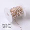 3mm Perlenkette auf KC-Golddraht für DIY-Schmuckherstellung und Kunsthandwerk - 3mm (Fein) / KC Gold