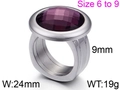 Gold titanium steel ring with a large purple faceted gemstone inlay in size range 6 to 9 - Silver with Purple Gemstone (KR46032-K)