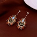 Boucles d'oreilles bohèmes en goutte d'eau avec perles colorées et cristaux irisés - 42# Tige Argent Or Multicolore