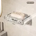 Portasapone a muro grigio fumo trasparente con elegante texture a increspatura d'acqua - Bianco Trasparente - Strato Singolo (con Vassoio di Drenaggio)