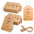Brown kraft paper thank you gift tags with twine for wedding and party favors - 21-Kraft Circle Thank You Style B