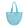 Light blue mesh beach bag for kids toys featuring durable handles and plastic snap button - Solid Color Small Handbag Blue 32x23x8cm