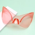 Pink oversized Y2K cyberpunk wrap-around sunglasses with futuristic shield lens - Pink Lens