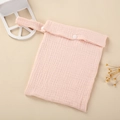 Pink muslin diaper storage bag with snap button closure and hanging strap for strollers - Light Pink