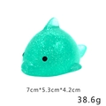Detail showing green glitter dolphin squishy toy dimensions 7cm and weight 38.6g - Large Glitter Dolphin 38.6g