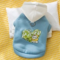 Blue and white pet hoodie for dogs with Cute Puppy cartoon print and metal D-ring - S / Blue Hooded