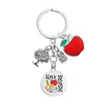 Portachiavi insegnante con mela rossa, albero della vita, gufo e ciondolo Teach Love Inspire - CYPYS003 Portachiavi Argento