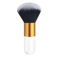 Portable chubby foundation brush with white handle, gold ferrule, and black-white bristles - Big Chubby White Gold White Tip Hair (With Net)