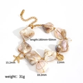 Pulsera de acero inoxidable dorado con dijes de concha y estrellas de mar para mujer - Pulsera (TB3517)