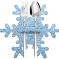 Porta cubiertos de fieltro con copo de nieve azul claro para mesa navideña - Gris 1 pieza