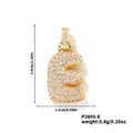 Ciondolo a lettera E dorata con zirconi cubici, dimensioni 3,0 cm per 1,5 cm - Pendaglio oro lettera E