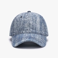 Berretto da baseball regolabile in tessuto denim blu e bianco con visiera curva - Regolabile / Blu Medio