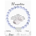 Close-up of a natural white Howlite beaded bracelet displayed on a marble-themed gift card - Style With Metal Tag / Howlite